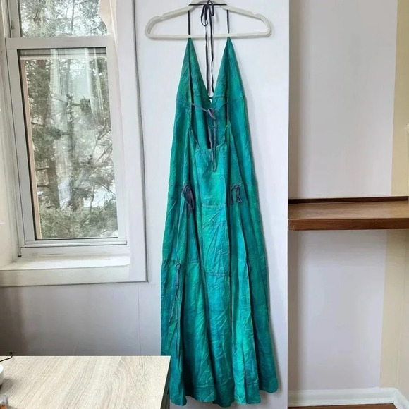 New Free People Marisol Tiered Silk Maxi Dress Summer Sun Boho Green Small - Picture 8 of 17
